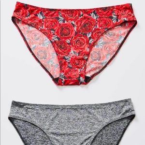 NWOT Red rose / heather gray panty set